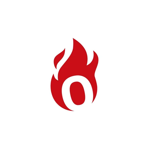 Numero Zero Fuoco Fiamma Logo Vettoriale Icona Illustrazione — Vettoriale Stock