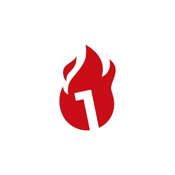 Numero Fuoco Fiamma Logo Vettoriale Icona Illustrazione — Vettoriale Stock