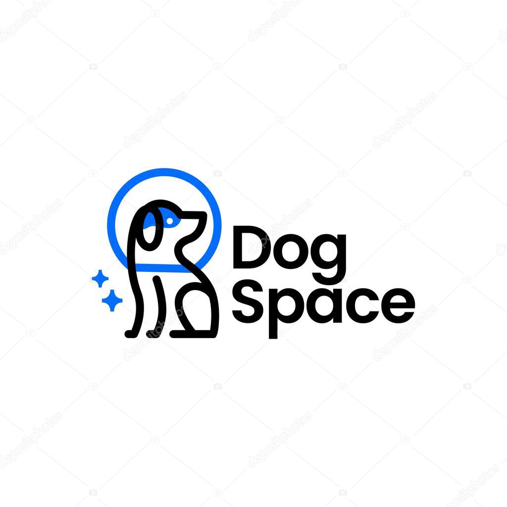 Space dog astronaut monoline logo vector icon illustration