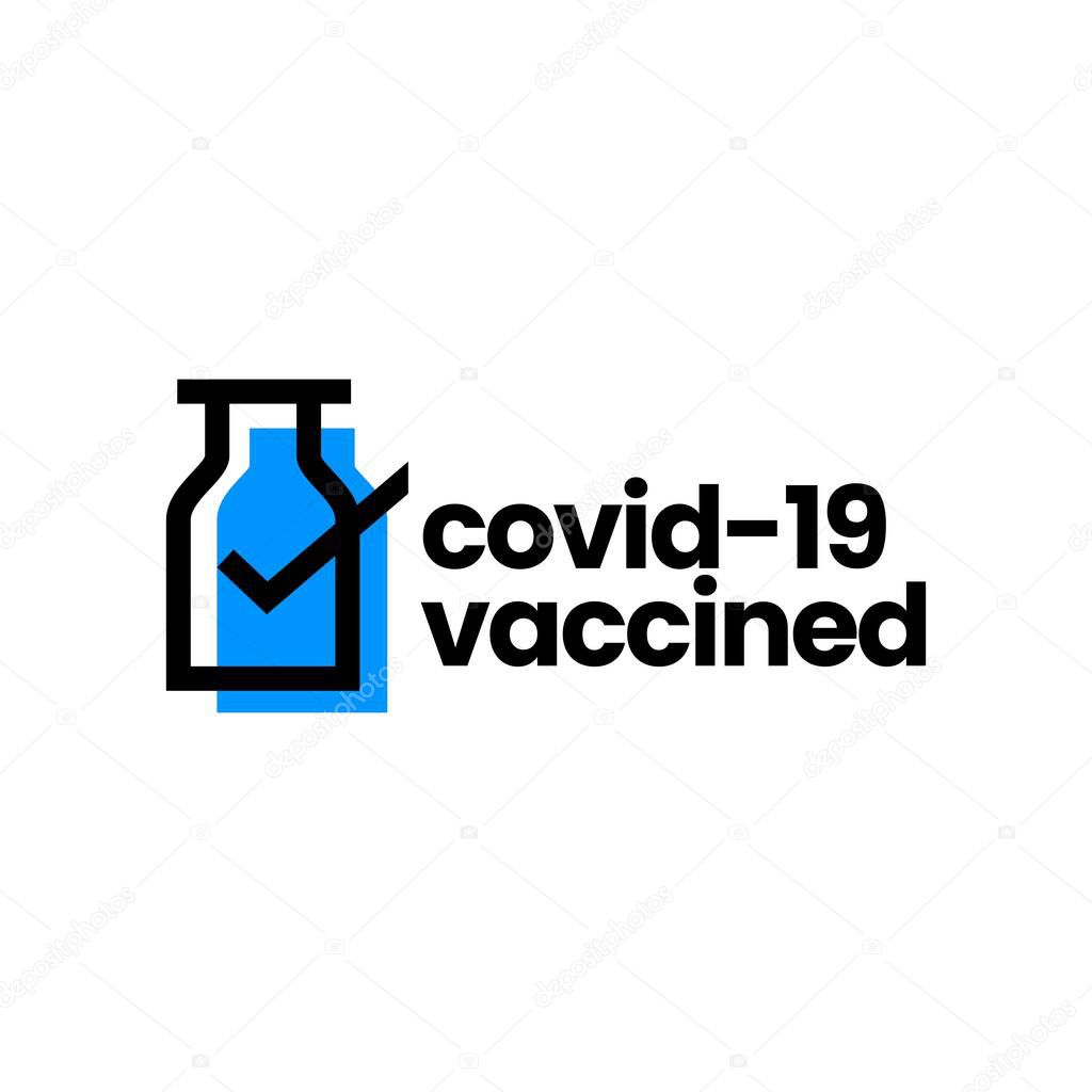 vaccine check i have got vaccinated covid 19 logo vector icon illustration