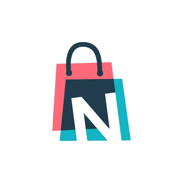 Mektup Mağazası Alışveriş Çantası Üst Üste Renk Logo Vektör Resimleme — Stok Vektör