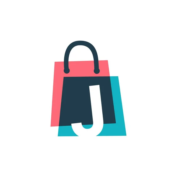 Posta Mağazası Alışveriş Çantası Üst Üste Binen Renk Logo Vektör — Stok Vektör