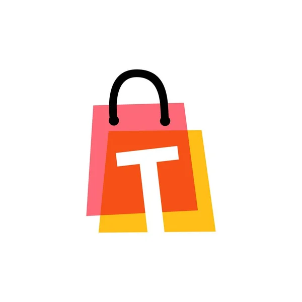 Harf Mağazası Alışveriş Çantası Üst Üste Binen Renk Logo Vektör — Stok Vektör