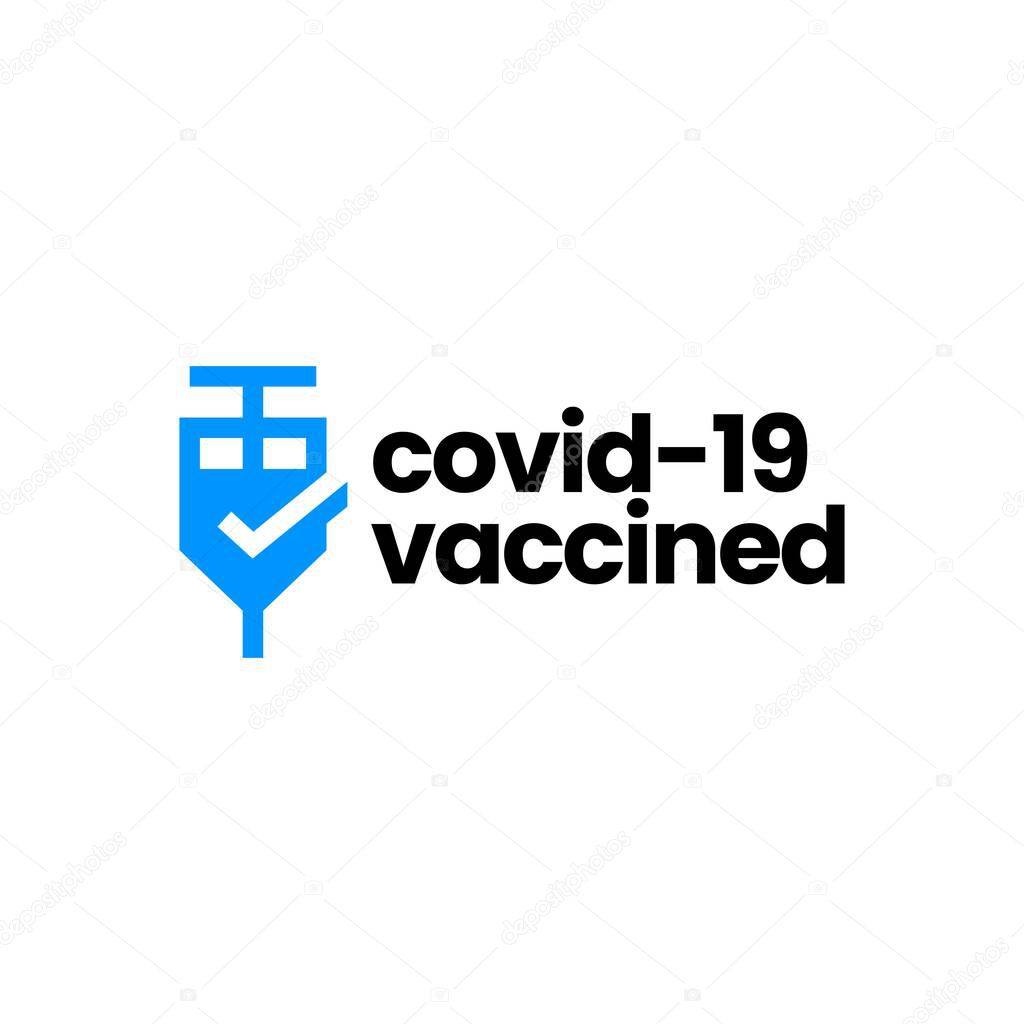 injection vaccine check i have got vaccinated covid 19 logo vector icon illustration