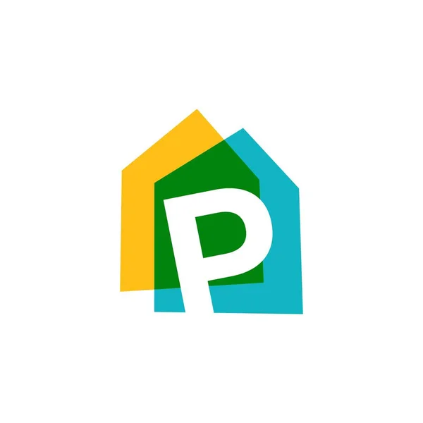 Letra Casa Casa Sobreposição Cor Logotipo Vetor Ícone Ilustração — Vetor de Stock