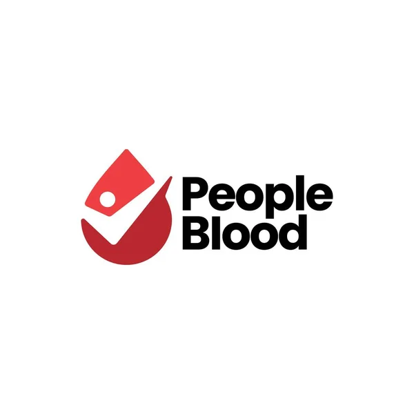 People Blood Drop Check Logo Gambar Ikon Vektor - Stok Vektor