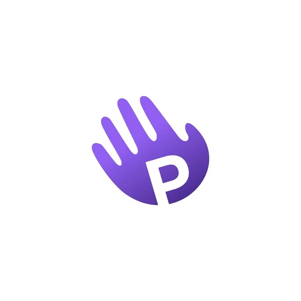 Letter Hand Palm Hello Logo Vector Pictogram Illustratie — Stockvector