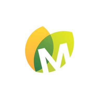 m harf yaprağı üst üste renk vektör simgesi illüstrasyonu