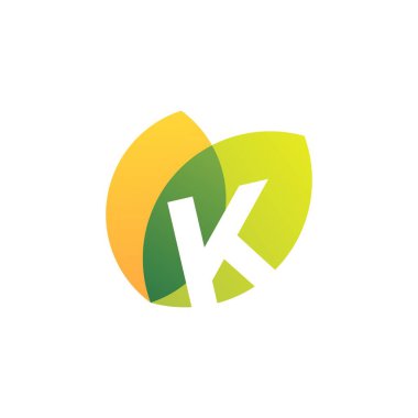 k harfi yaprağı üstüste binen renk vektör simgesi illüstrasyonu