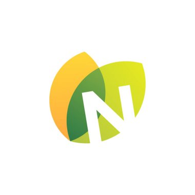 n harf yaprağı üst üste renk vektör simgesi illüstrasyonu