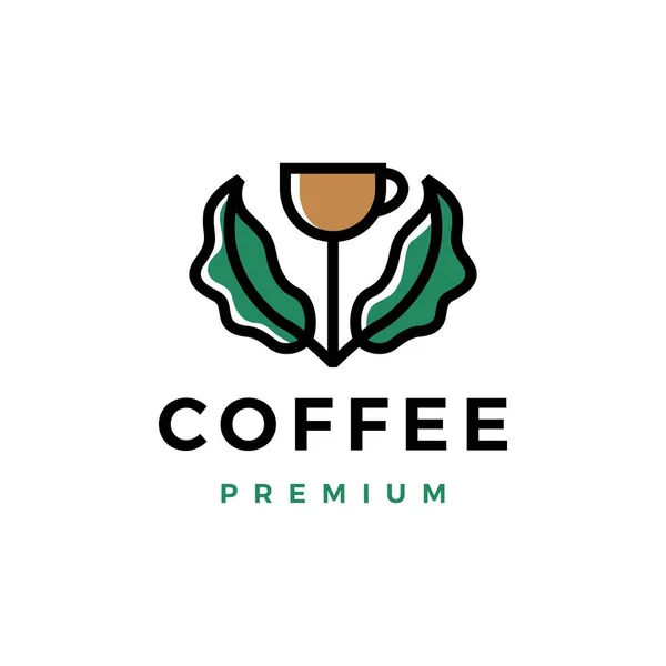 Kaffee Tasse Baum Blatt Sprießen Logo Vektor Symbol Illustration — Stockvektor