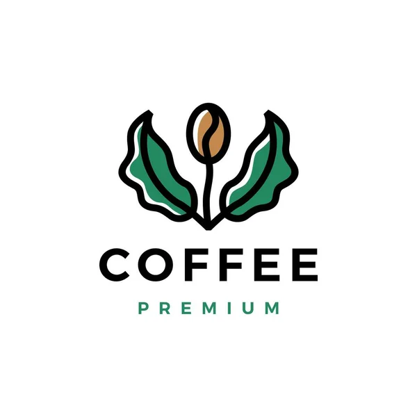 Kaffeebohne Baum Blatt Sprießen Logo Vektor Symbol Illustration — Stockvektor