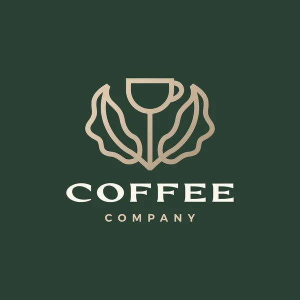 Kaffee Tasse Baum Blatt Sprießen Logo Vektor Symbol Illustration — Stockvektor