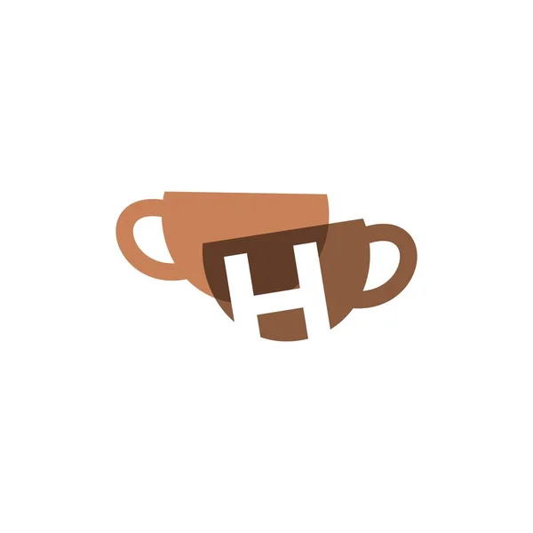 Lettre Café Tasse Chevauchement Couleur Logo Vectoriel Icône Illustration — Image vectorielle