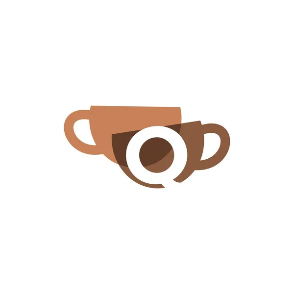 Carta Copo Café Sobreposição Cor Logotipo Vetor Ícone Ilustração — Vetor de Stock