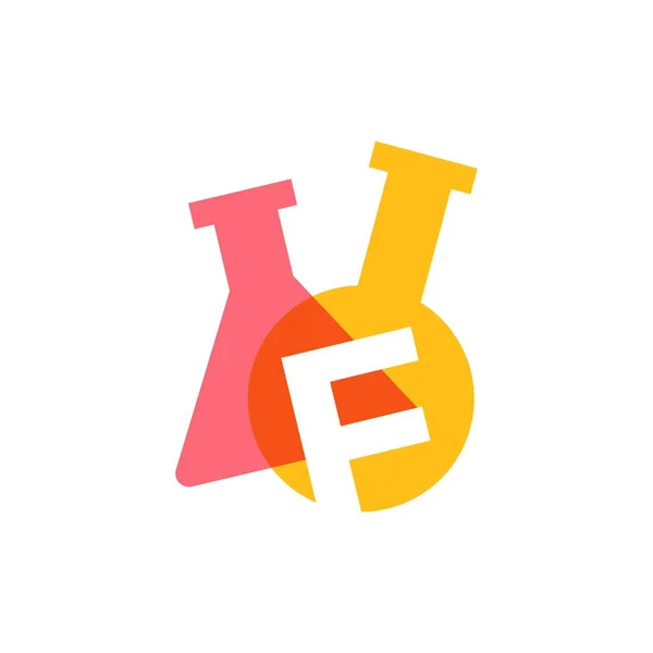 Letter Lab Laboratory Glassware Beaker Logo Vector Icon Illustration — Stock Vector