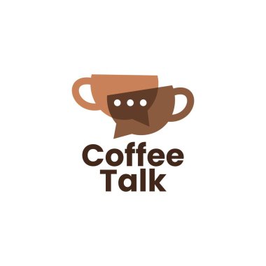 Kahve sohbeti baloncuk forumu logo vektör simgesi illüstrasyonu