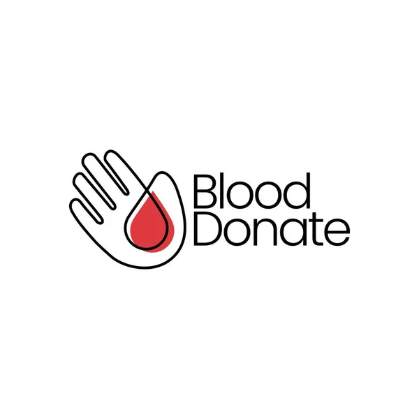 Sangre Mano Donar Gota Cuidado Donación Logo Vector Icono Ilustración — Vector de stock