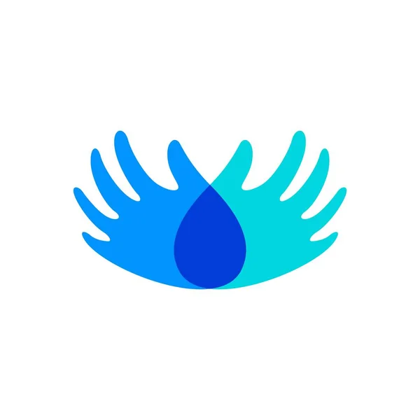 Wasser Tropfen Hand Team Arbeit Logo Vektor Symbol Abbildung — Stockvektor