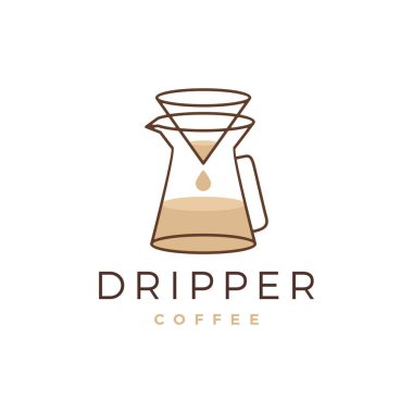Kahve kağıdı filtresi damlatıcı logo vektör resimleme