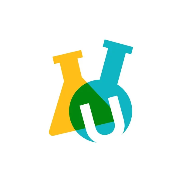 Letter Lab Glassware Beaker Logo Vector Icon Illustration — 스톡 벡터