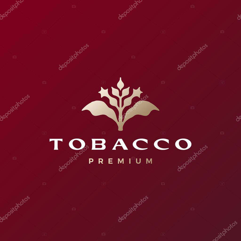 Tobacco tree flower cigarette logo vector icon illustration
