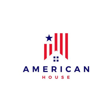 American House Yer İmi Logo Vektör İllüstrasyonu