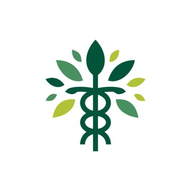 caduceus yaprağı logo vektör simgesi illüstrasyonu