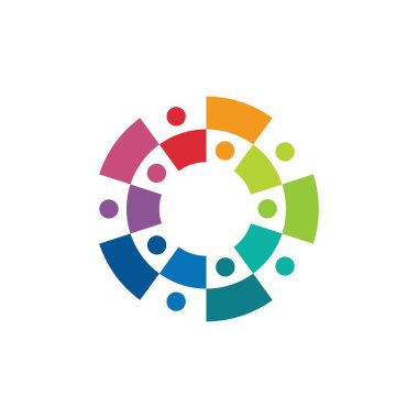 10 kişilik bir grup renkli 10 kişilik takım ailesi logo vektör resimlemesi