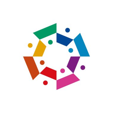 Sekiz kişilik bir grup renkli 8 kişilik takım ailesi logo vektör resimlemesi