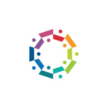 10 kişilik bir grup renkli 10 kişilik takım ailesi logo vektör resimlemesi