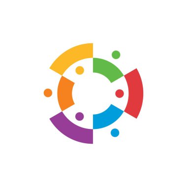 Altı kişilik bir grup renkli 6 kişilik takım ailesi logo vektör resimlemesi