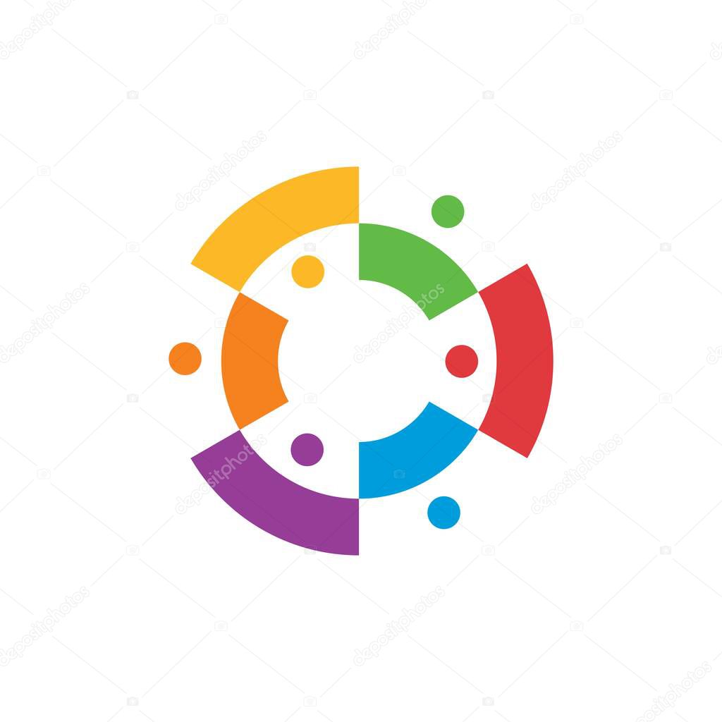 Group of six people color colorful 6 team family together logo vector icon illustration