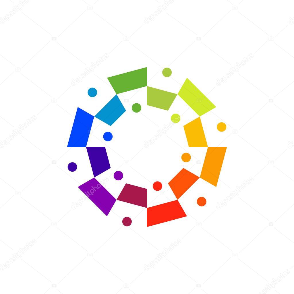 Group of twelve people color colorful 12 team family together vector icon illustration