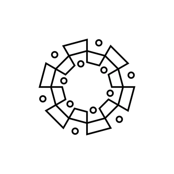 Група Дванадцяти Людей Лінії Команд Сім Разом Логотип Векторні Ілюстрації — стоковий вектор