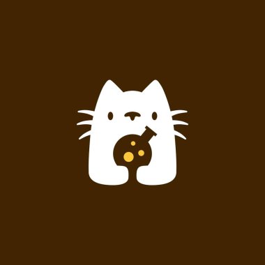 kedi labaratuvarı kimyasal negatif uzay vektör ikonu çizimi