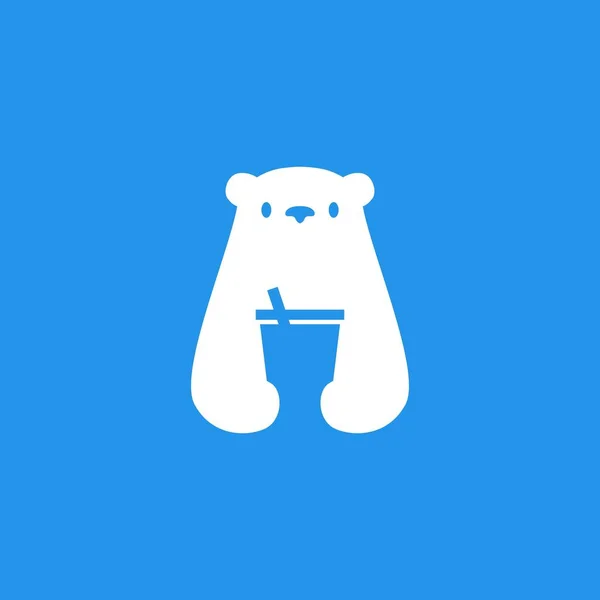 Eisbär Trinken Tasse Logo Vektor Symbol Illustration — Stockvektor