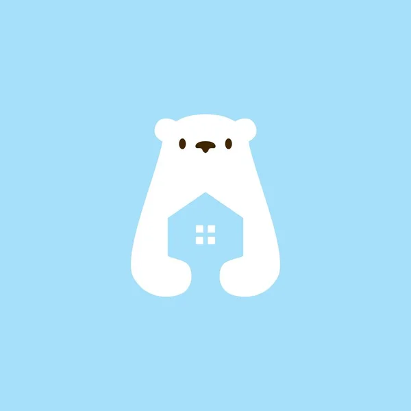 Casa Urso Polar Casa Hipoteca Arquitetura Logotipo Vetor Ícone Ilustração —  Vetores de Stock