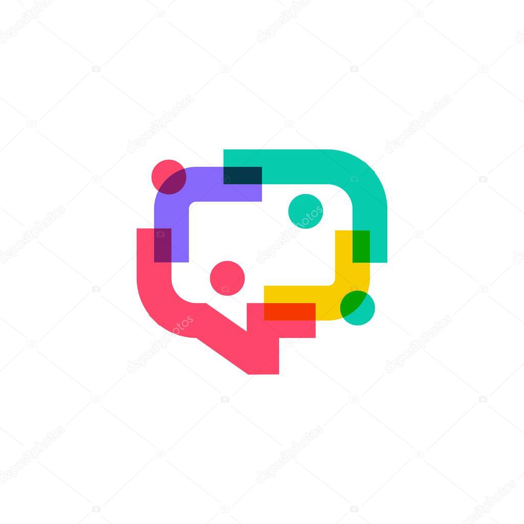 People talk diversity family together human unity chat bubble logo vector icon illustration