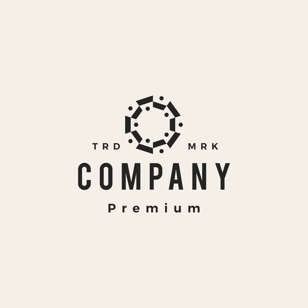 Ten People Family Team Group Human Hipster Vintage Logo Vector — Image vectorielle
