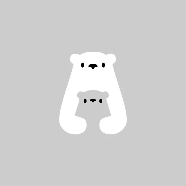 Polar Bear Mom Sun Cub Negative Space Logo Vector Icon — Vector de stock