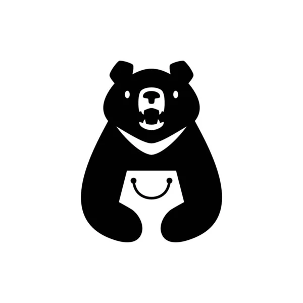 Luna Negro Oso Vietnam Tienda Bolsa Compras Tienda Logo Vector — Archivo Imágenes Vectoriales