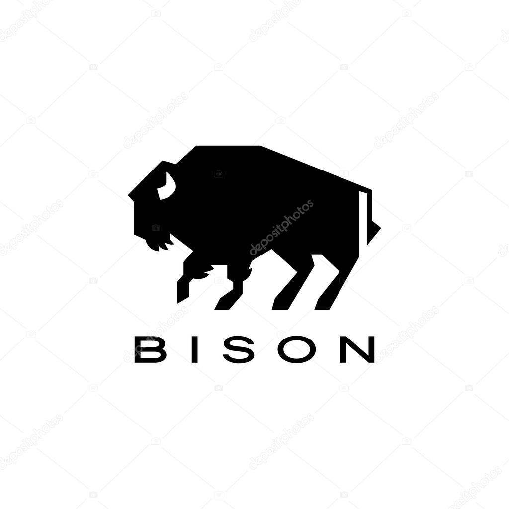 Buffalo bison simple minimal logo vector icon illustration