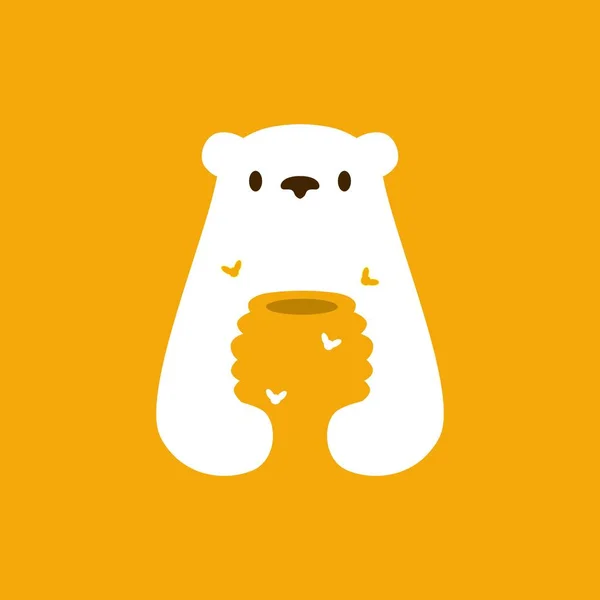 Eisbär Honigbiene Negativ Raum Logo Vektor Symbol Illustration — Stockvektor