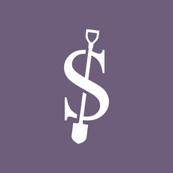 Brief Schaufel Spaten Logo Vektor Symbol Illustration — Stockvektor