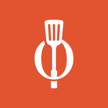 O harf spatula Mutfak Restoranı Logo vektör ikonu çizimi