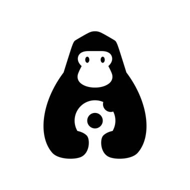 goril donutları negatif uzay logo vektör resimleme