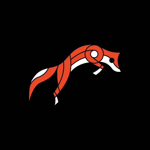 Springen Fuchs Auf Dunklem Hintergrund Logo Vektor Symbol Illustration — Stockvektor