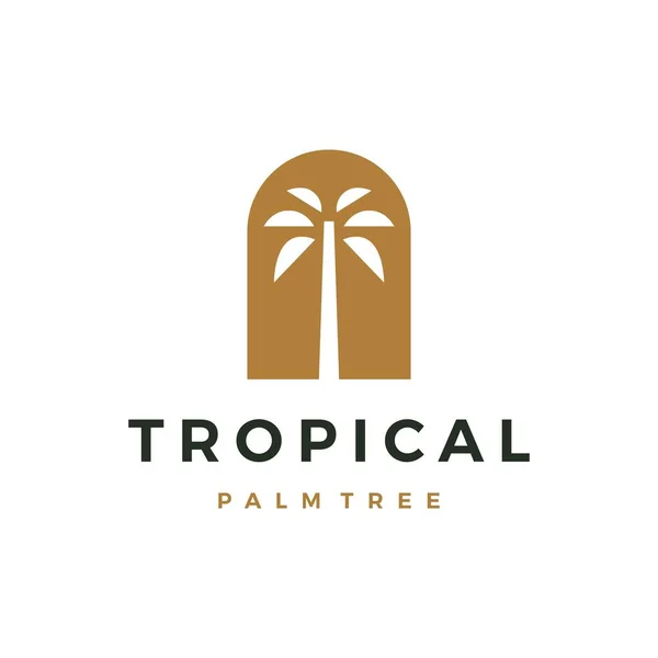 Bohemio Palmera Nicho Puerta Logo Vector Icono Ilustración — Vector de stock