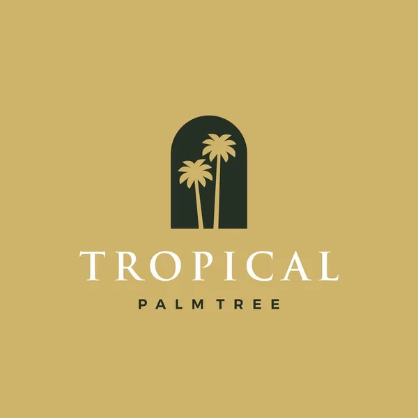 Bohemio Palmera Nicho Puerta Logo Vector Icono Ilustración — Vector de stock